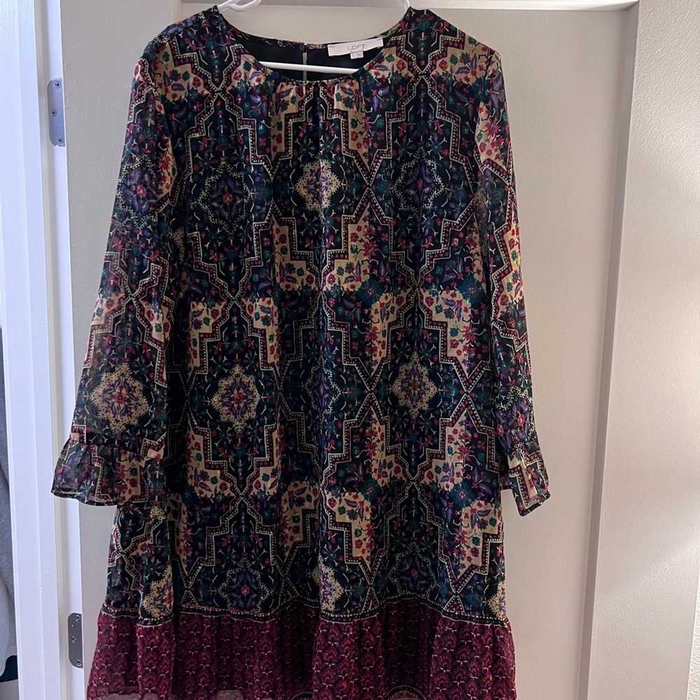 LOFT Multicolor Patterned Dress
